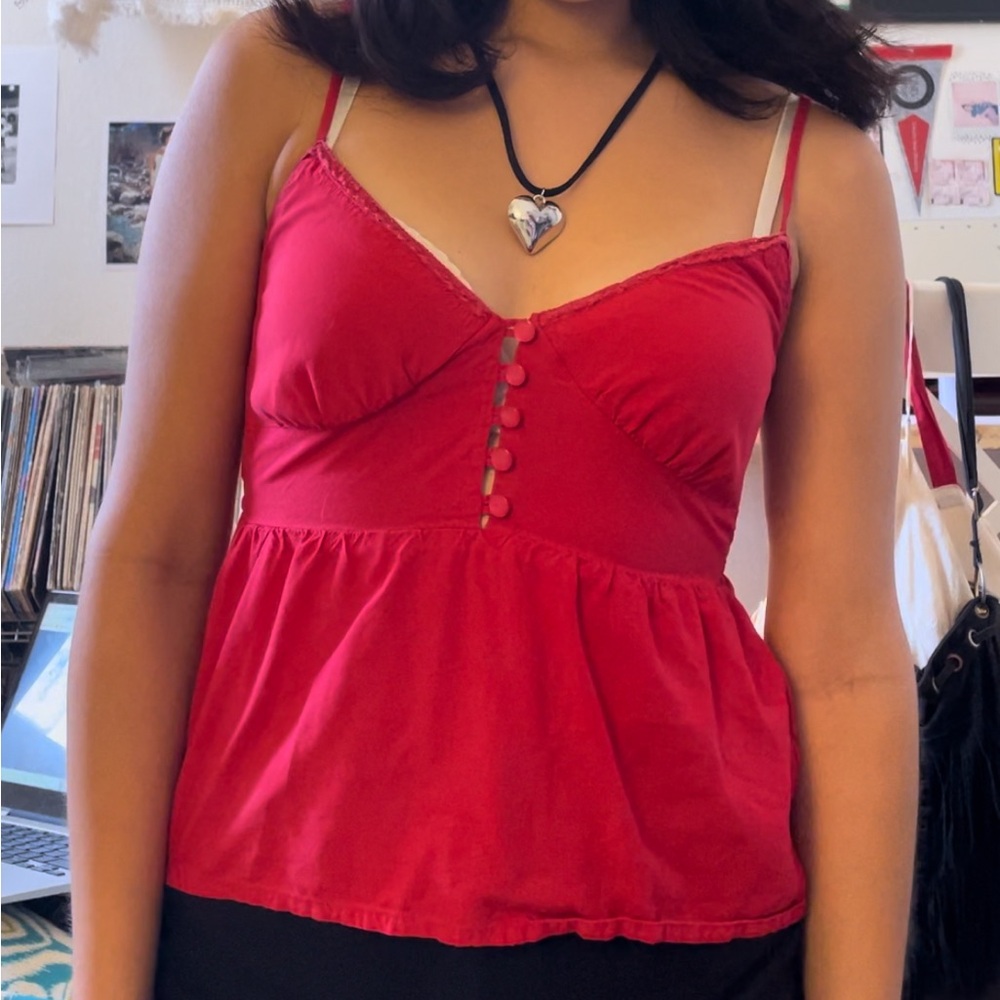 Guess vintage style size small red button down y2k late 90s inspired cami top